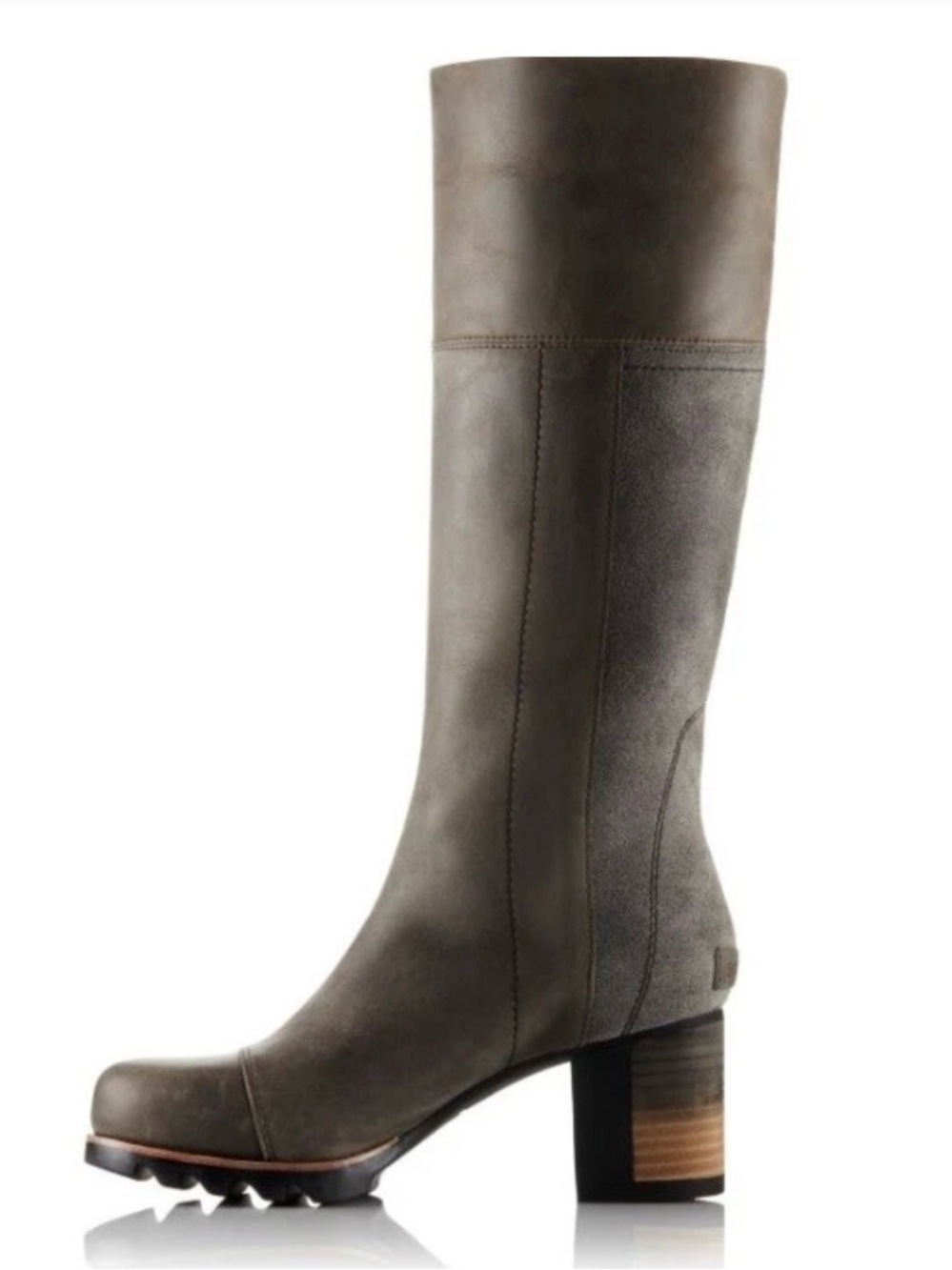 Sorel | Women’s Brown Leather Addington Block Heel Side Zip Tall Boots Size 6.5